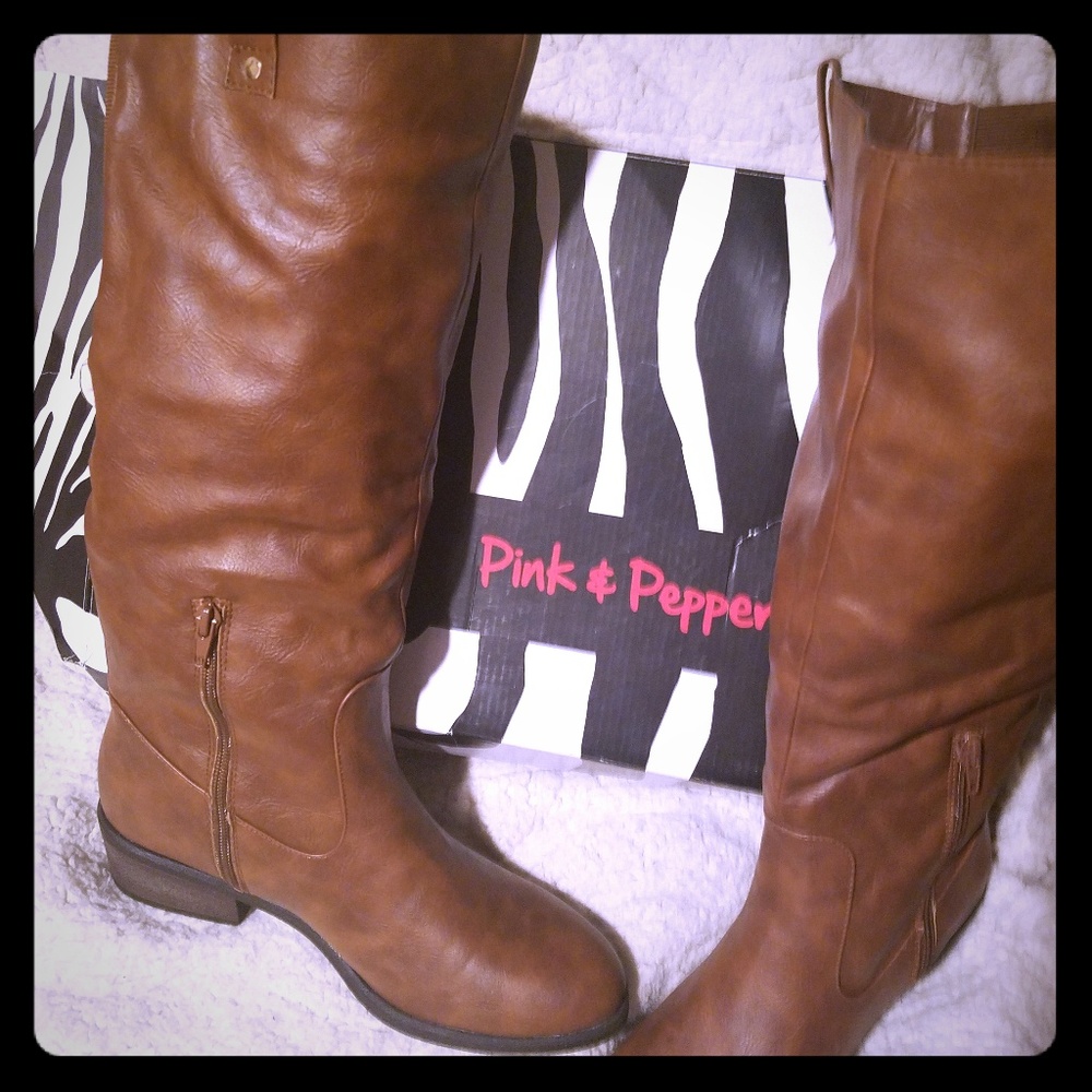 Wide-calf Pink & Pepper tall riding boots